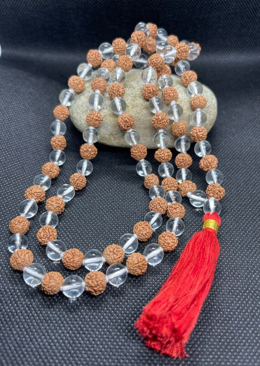 Rudraksha Mala With White Moti