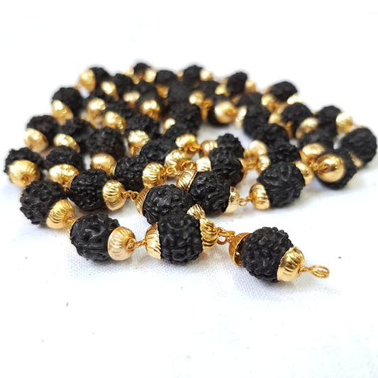 Rudraksha Mala With Golden Chain 100% Original